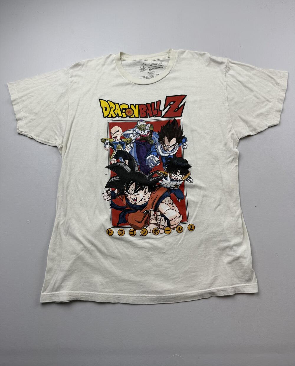 Dragon Ball Z Shirt Mens XL White Goku Vegeta Piccolo Graphic Tee Anime Tagless